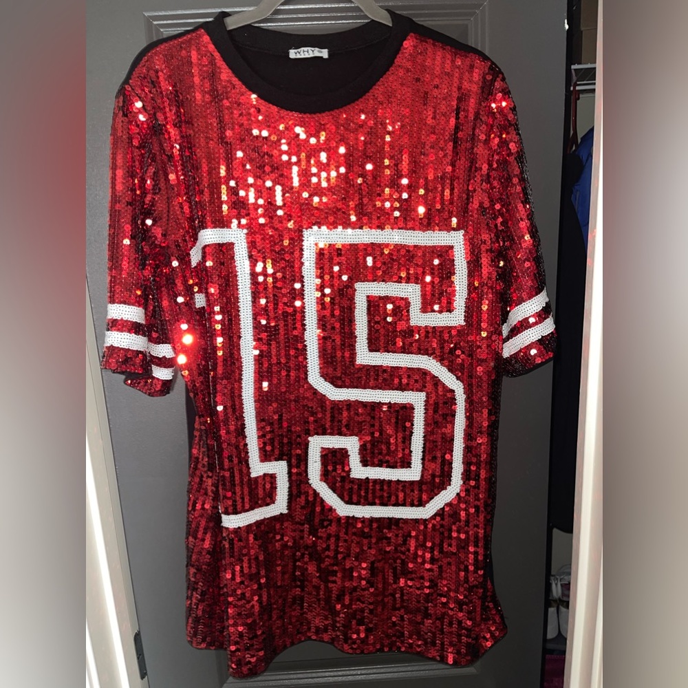 Red Sequin Jersey Dress